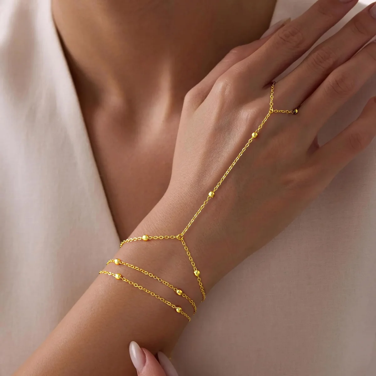 Yoosteel Flash bead hand chain, Gold