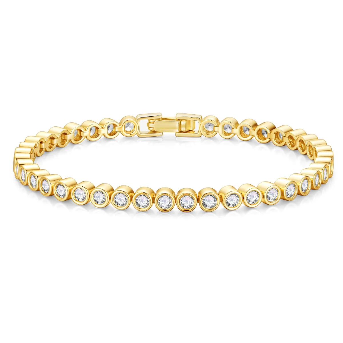 Yoosteel Bezel CZ tennis bracelet, Gold