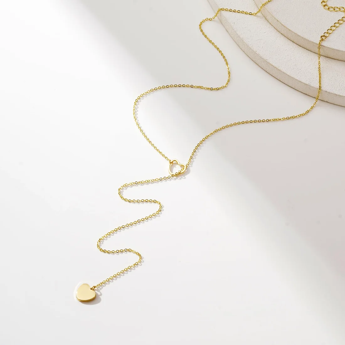 Yoosteel Heart lariat necklace, Gold, view 3