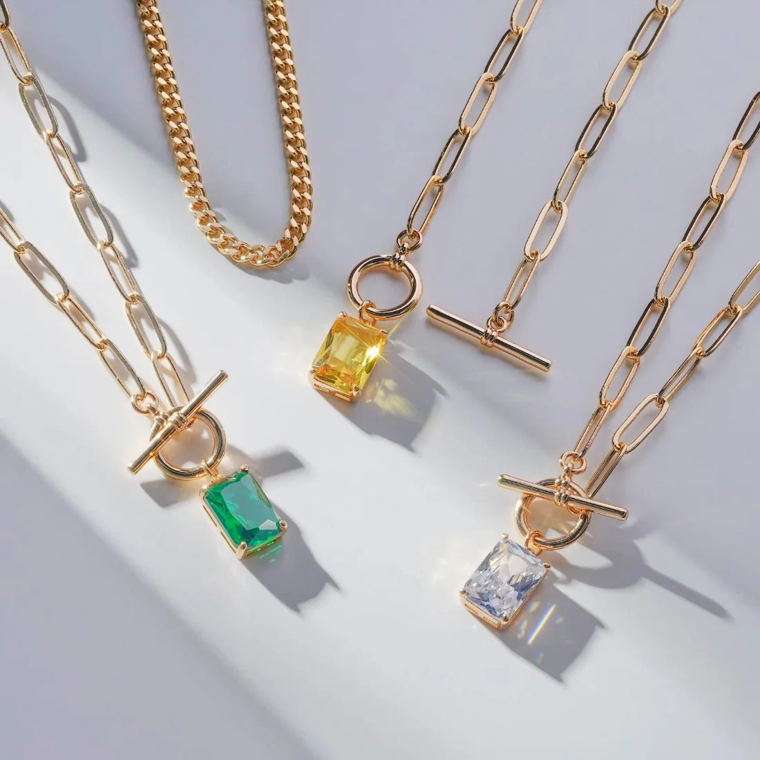 Yoosteel Citrine CZ layered necklace, Gold, view 5