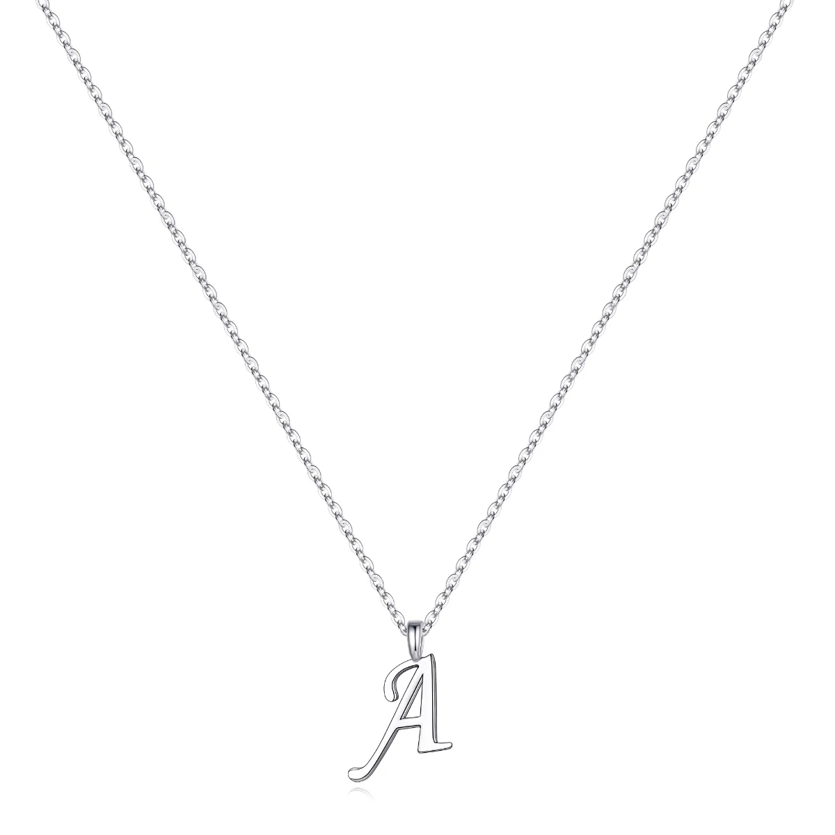 Yoosteel Sterling silver initial necklace, Silver