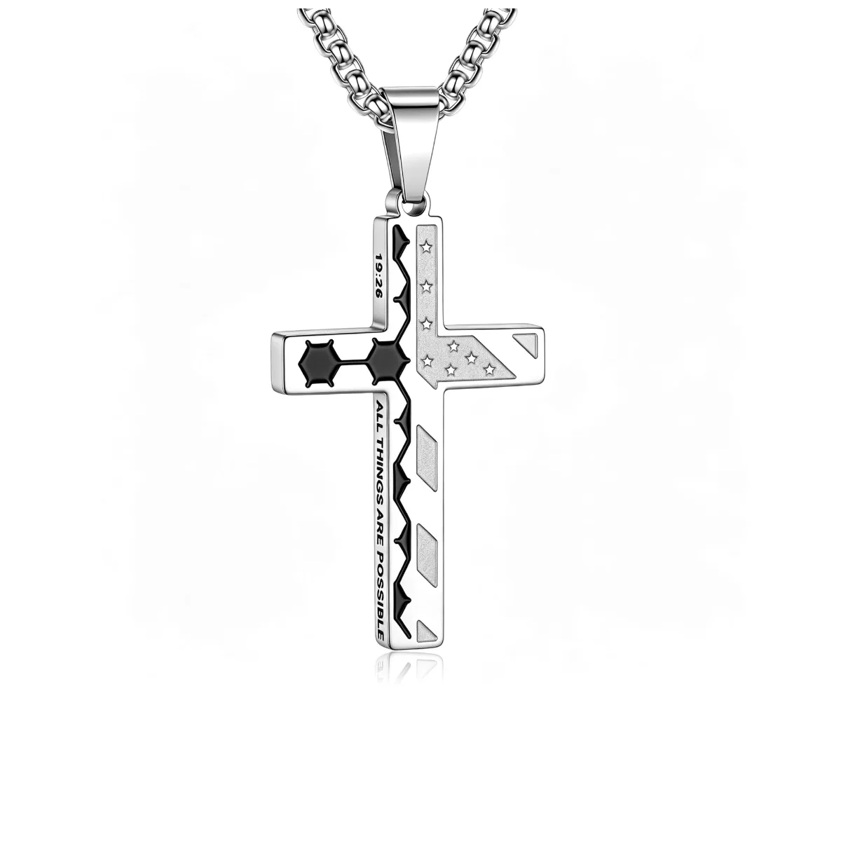 Yoosteel Soccer cross necklace, Silver