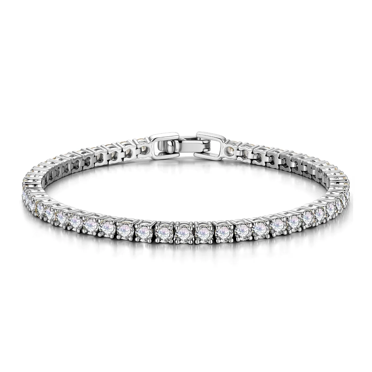 Yoosteel Four prong CZ tennis bracelet, White gold