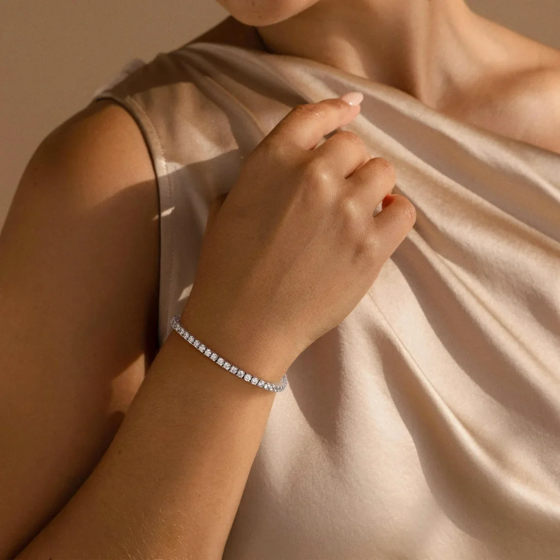 Yoosteel Four prong CZ tennis bracelet, White gold, view 3