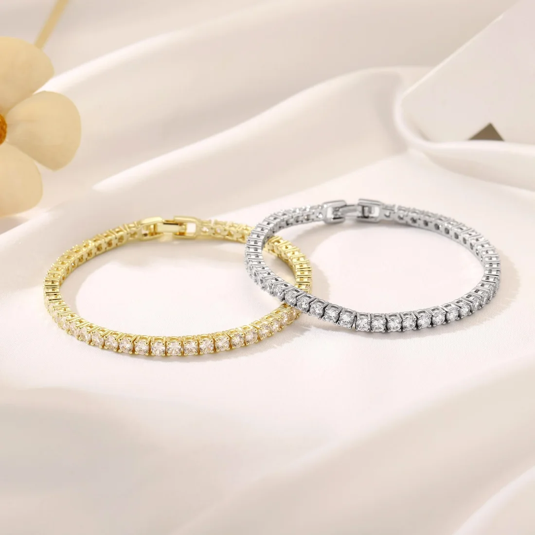 Yoosteel Four prong CZ tennis bracelet, White gold, view 4