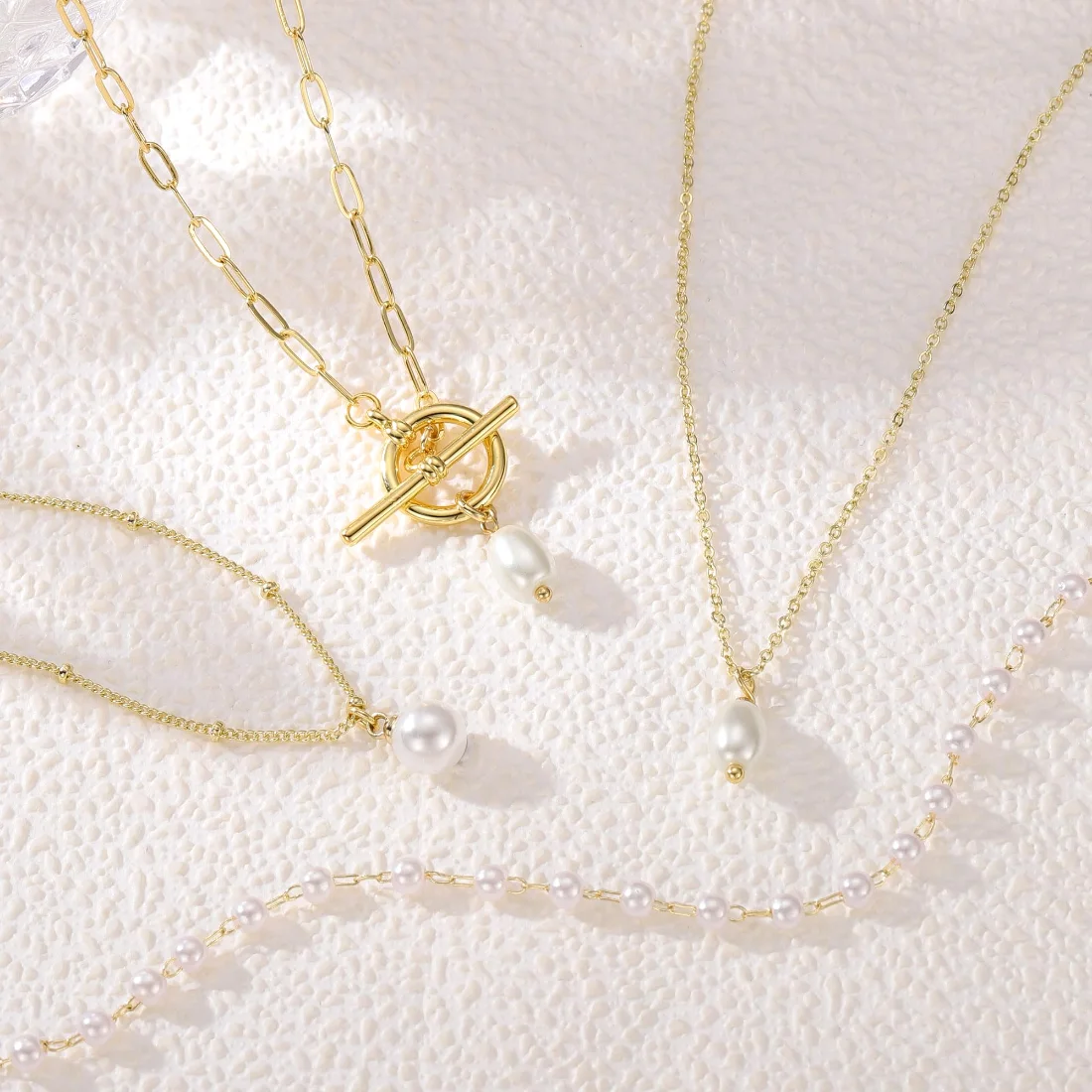 Yoosteel Single pearl chain necklace, Gold, view 4