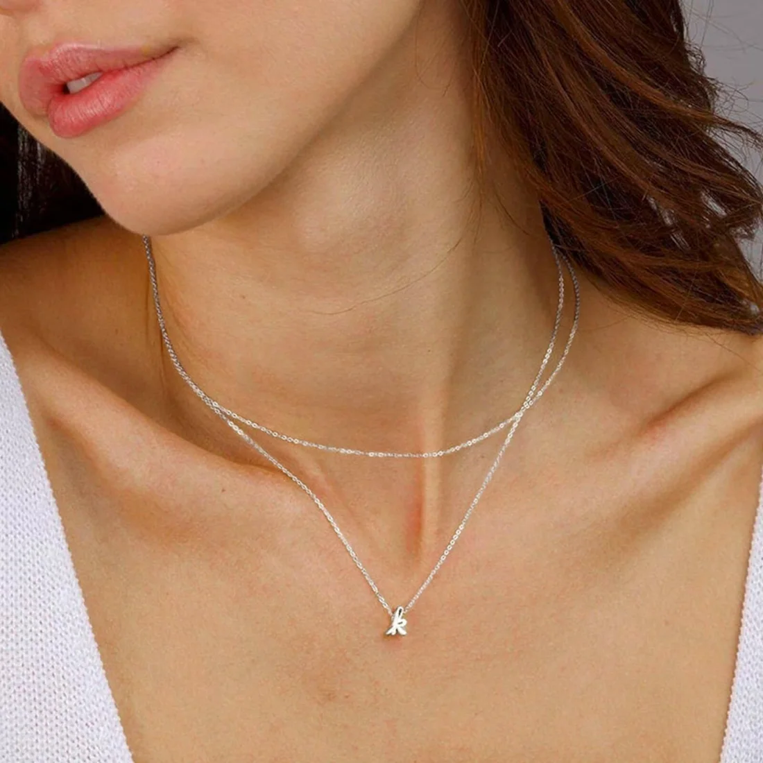 Yoosteel Bead choker initial necklace, Silver, view 3