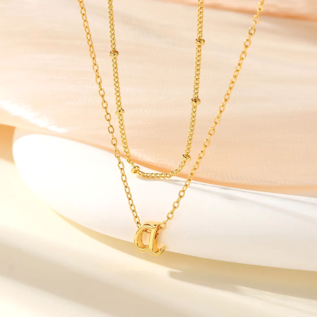 Yoosteel Bead choker initial necklace, Gold, view 5