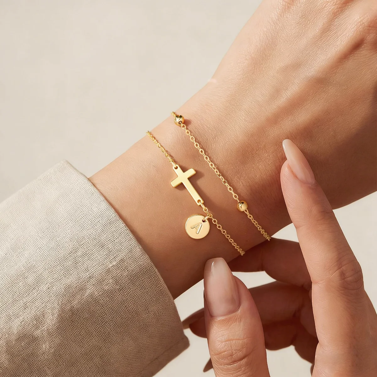 Yoosteel Cross initial bracelet, Gold