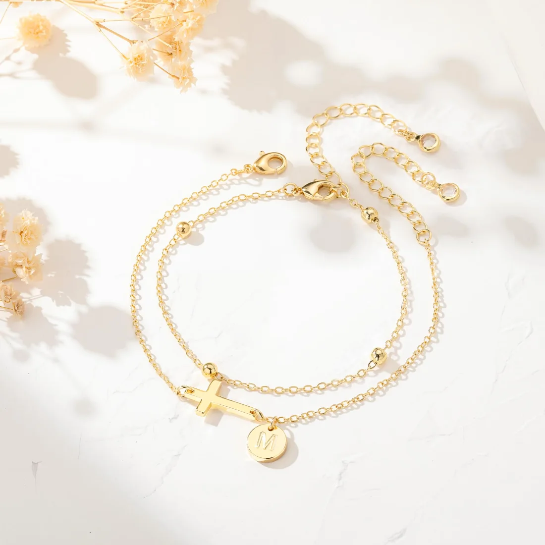 Yoosteel Cross initial bracelet, Gold, view 4