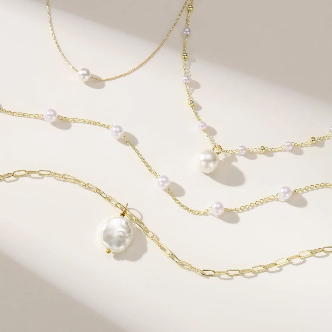 Yoosteel Floating pearl pendant necklace, Gold, view 4