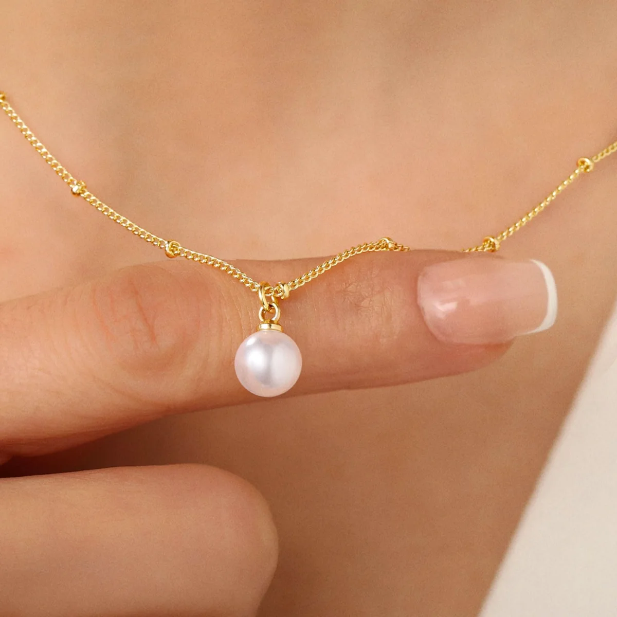 Yoosteel Floating pearl pendant necklace, Gold