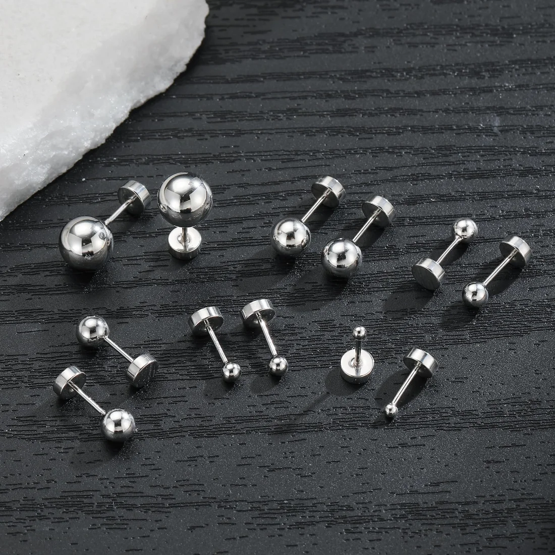 Pearl flat back stud earrings in graduated sizes