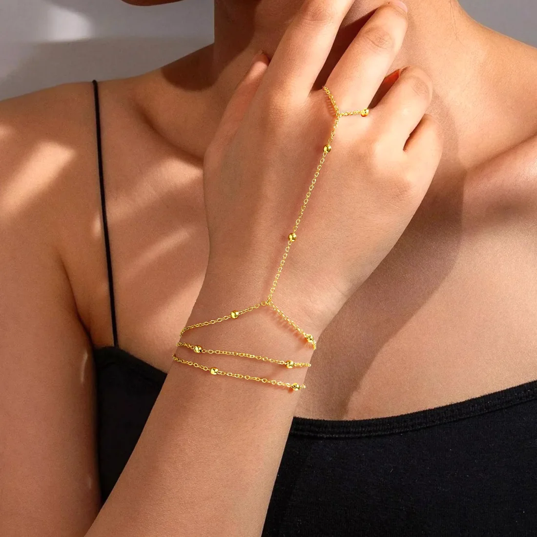 Yoosteel O-link hand chain, Gold, view 3